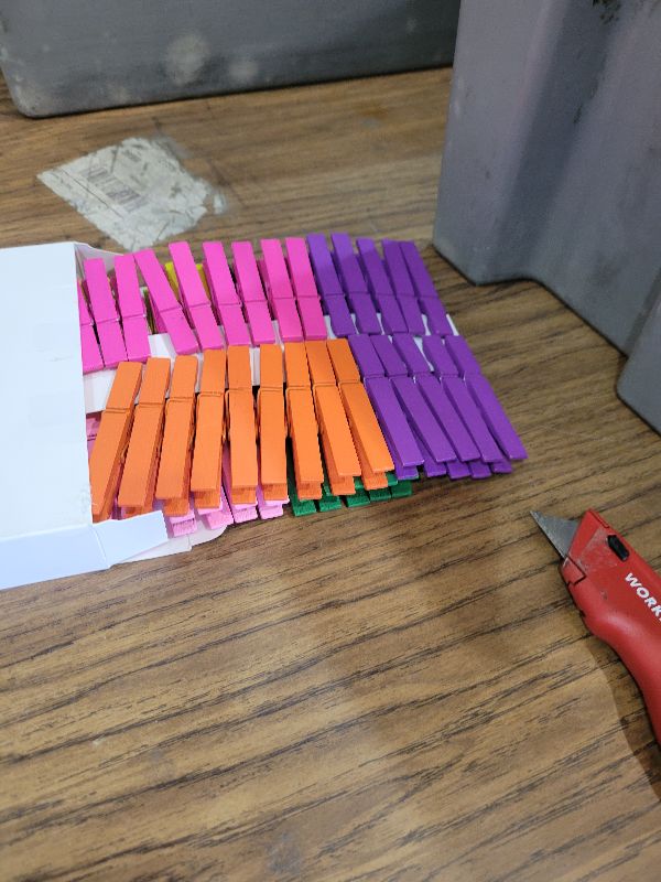 Photo 1 of 100 Pcs Colored Clothes Pins Wooden, Colored Clothespins for Crafts 2.9 Inch, Clothing Pins for Hanging Classroom