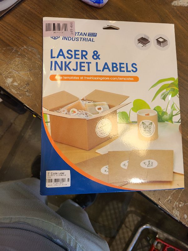 Photo 1 of 2" Printable Round Labels for Laser and Inkjet Printers - 600 Blank Labels, 30 Sheets for Thank You Stickers, Price Tags, QR Codes, Business Logos - Spartan Industrial Template C004