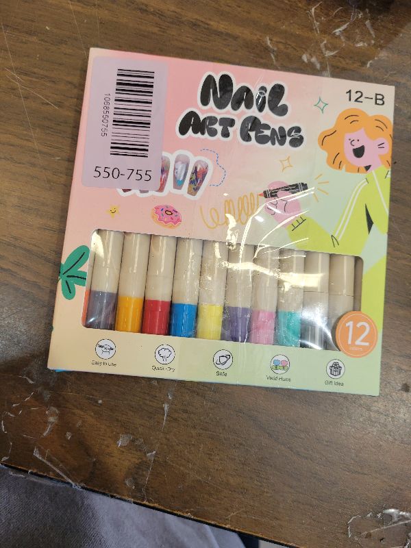 Photo 1 of 12 Color Nail Art Pens, 3D Nail Polish Pens Set 0.7mm Quick-Drying Acrylic Paint Markers Dotting Liner Drawing Pen Manicure Tools Set for Nail Design, DIY Home Salon Manicure Tools