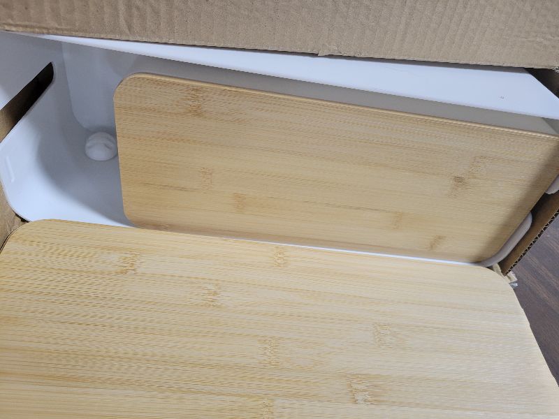 Photo 1 of 2 Pack Large Cable Management Box – Wooden Style Cord Organizer and Cover for TV Wires, Computer, Router, USB Hub and Under Desk Power Strip – Safe ABS Material and Baby-Pets Proof Lock (White)