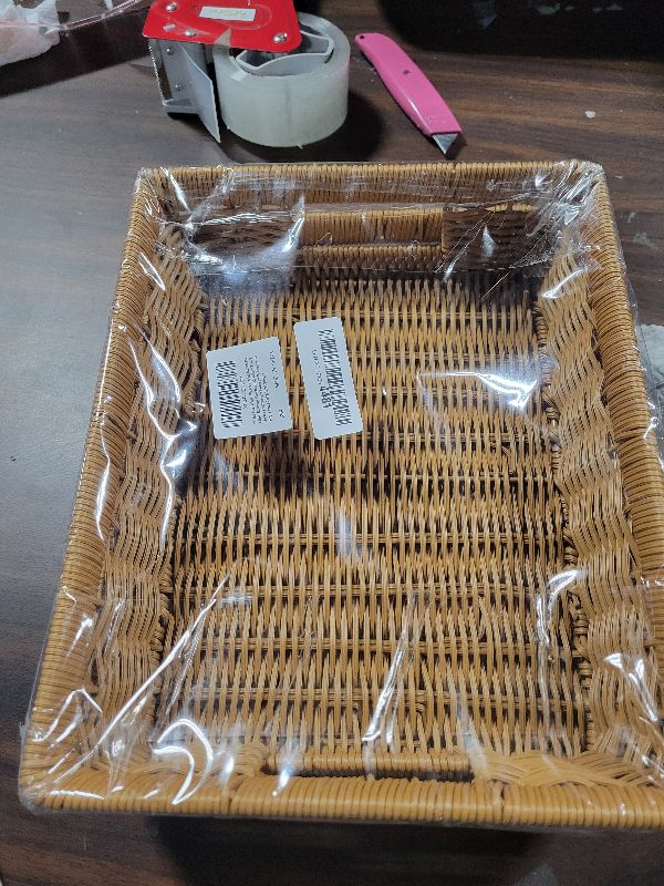 Photo 1 of 2 Pcs Baking Pan Holder, Wicker Serving Baskets Hot Dish, Bakeware Casserole Dish Baking Tins, Tabletop Food Serving Basket for Restaurant, Bakery, Family Party, Hotel Serving