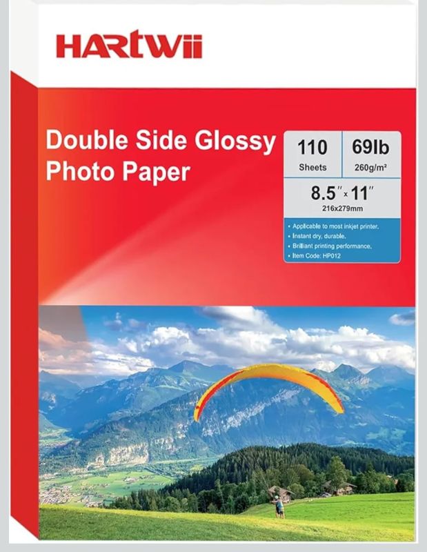 Photo 1 of 110 Sheets Thick Double Side Glossy Photo Paper 8.5x11 Inches 69lbs for Inkjet Printers and Dye Ink 260Gsm Suitable for Inkjet Printing Printe