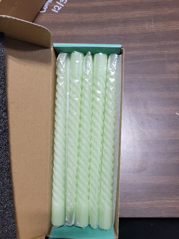 Photo 1 of 10 Inch light Green Taper Candle Set, 10 Pack Unscented Dripless Candlesticks for Family Dinner Parties Spring Home Decoration and Wedding