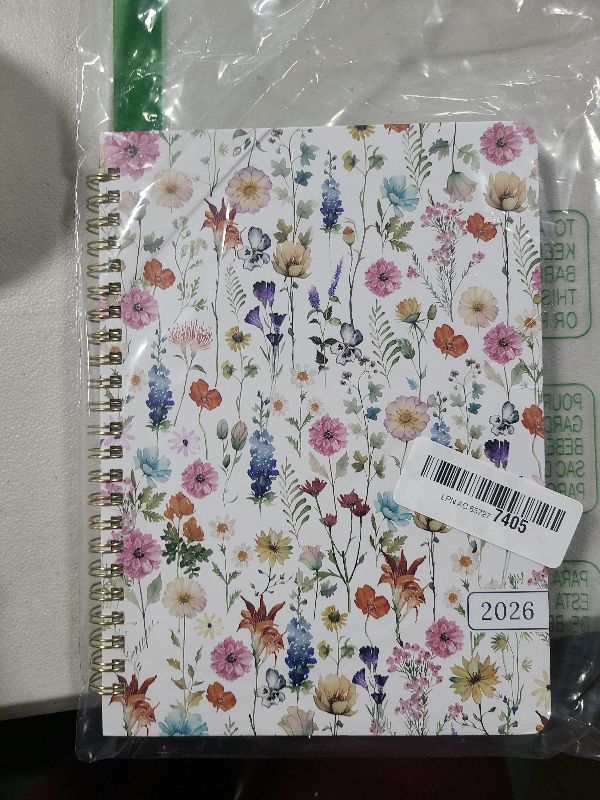 Photo 1 of 2026 Planner, Weekly and Monthly Calendar Planner for Women, Jan 2026 - Dec 2026, Hardcover Planning Agenda Book with Tabs, Spiral Bound, Inner Pocket, Perfect for School Office Supplies, 6.3" x 8.5" - Wildflowers
