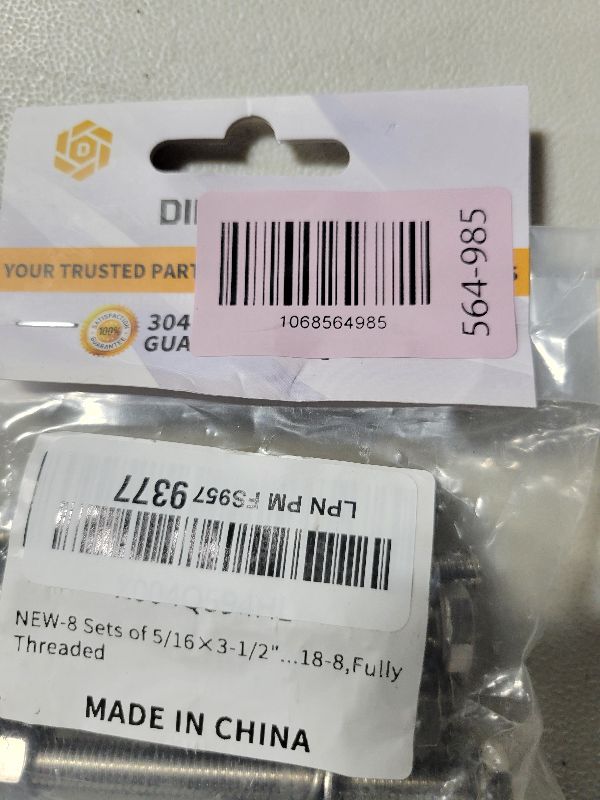Photo 1 of (8 Sets) 5/16-18x3 1/2" Hex Head Screw Bolt, Nuts, Flat & Lock Washers Kits,304 Stainless Steel 18-8 Hex Bolts and Nuts and Washers Assortment Kit,Fully Threaded by DINGBANG