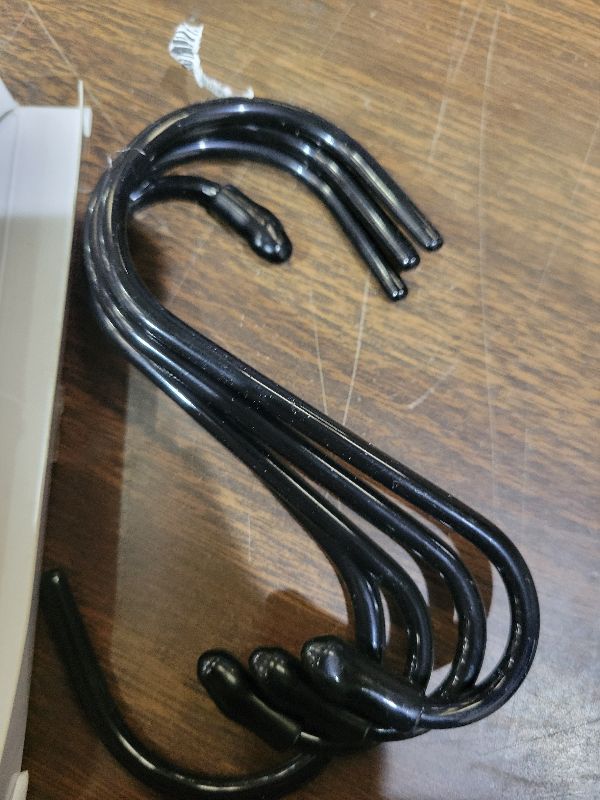 Photo 1 of 12 Pack 4-1/2 Inch S Hooks, Large Vinyl Coated Closet Hooks Non Slip Heavy Duty for Hanging, Steel Metal Black Rubber Coated for Jeans Plants Clothes Pot Pan Cups Towel