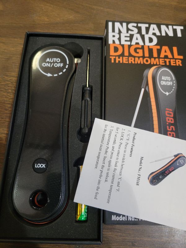 Photo 1 of 0.5 Seconds Instant Read Digital Meat Thermometer, ±0.5°F Accuracy, 180°Rotating Display, IP67 Waterproof Non-Slip Handle, Lift to Wake and Auto Off, Food Thermometer for Precise Cooking
