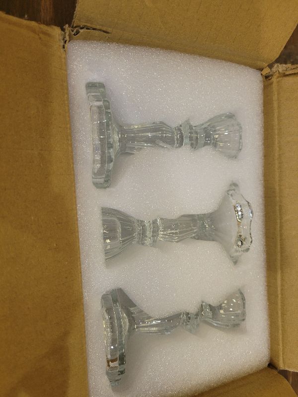 Photo 1 of 4.33" Tall Glass Candlestick Set of 6 Clear Crystal Candle Holders for Glass Taper Holder Decor for Wedding Birthday Party Christmas
