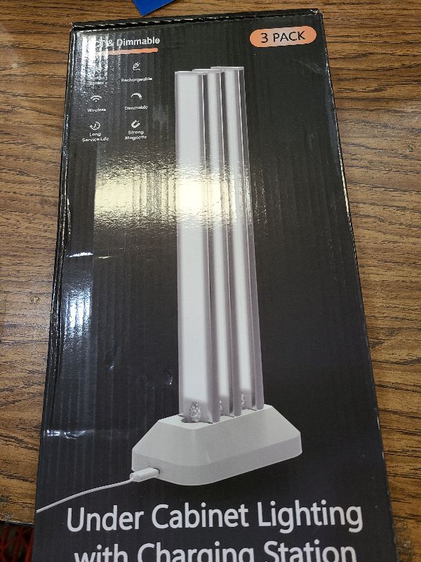 Photo 1 of 12in Under Cabinet Lighting with Charging Station, 2500mAh Rechargeable Wireless Motion Sensor Lights Indoor,Closet Lights with 3 Color Tempers, Battery Operated Cabinet Lights for Kitchen, 3-Pack