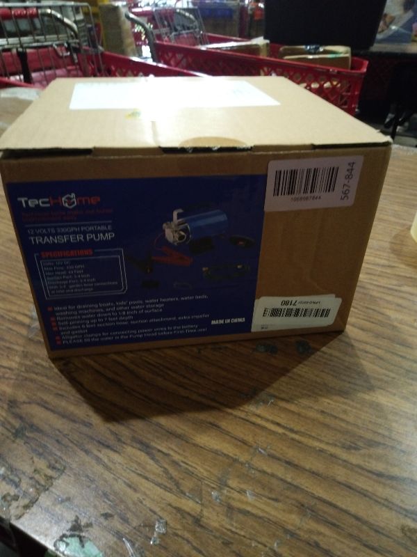 Photo 1 of 12V Portable Electric Utility Water Transfer Pump, with ON/OFF Switch and Suction Hose Kit.