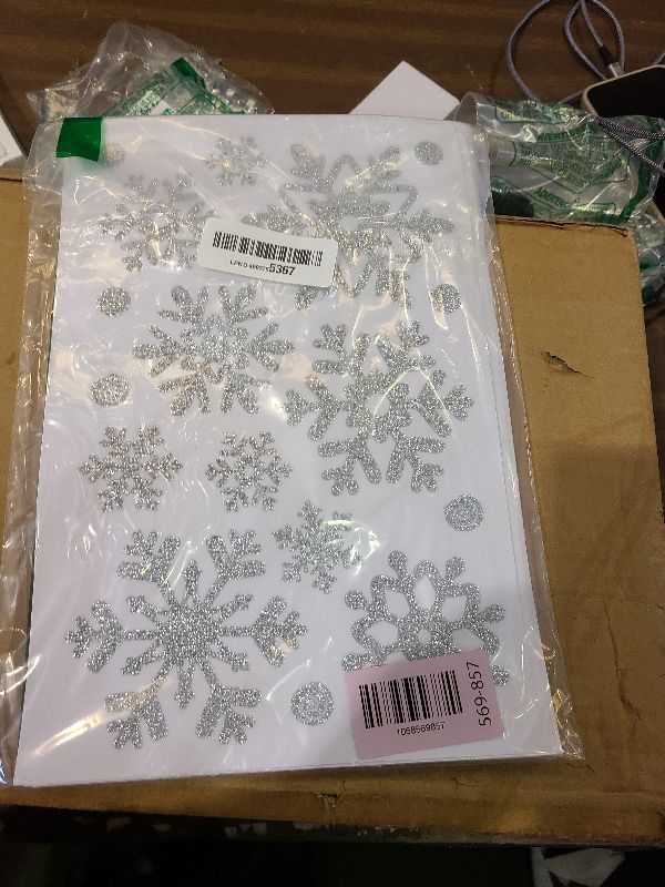 Photo 1 of 170PCS Glitter Christmas Window Clings Snowflake Window Clings for Glass Windows Silver Snowflake Window Stickers