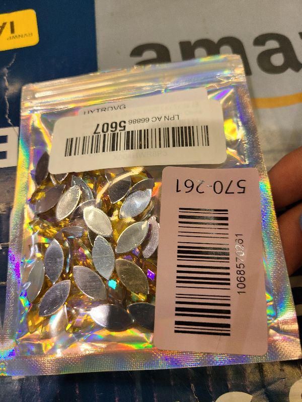 Photo 1 of 100 Pcs 15x7mm AB Colorful Jewels Gems Rhinestones for Crafts, Horse Eye Flatback Acrylic Gemstone for Halloween Party Decorations Clothing Wedding Dress DIY Crafting Accessories(03 Gold Yellow AB)