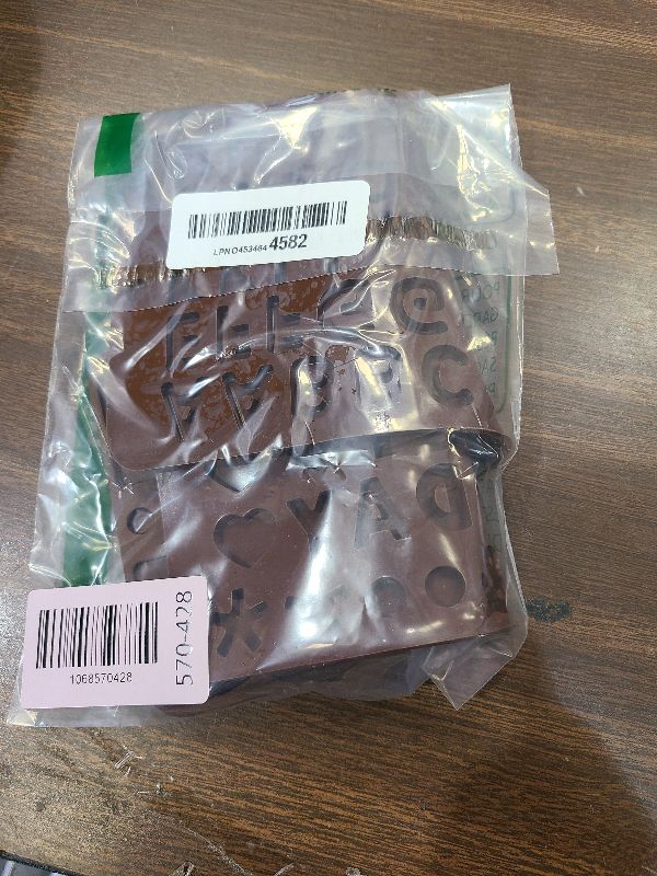 Photo 1 of 2 pcs Number Chocolate Molds and Letter Silicone Molds,kitchen utensils,with Happy Birthday Cake Decorations Symbols,for Chocolate, Candy, ice cubes,cake cookies (Brown)