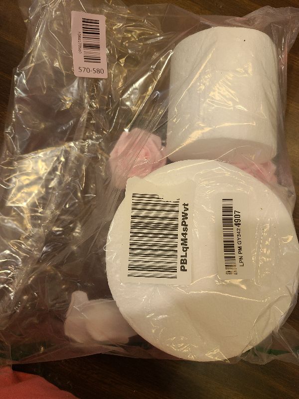 Photo 1 of 2 Tiers Foam Cake Dummies Set 4" 6", PLULON White Round Practice Cake Dummy 8 Inch Tall with Artificial Roses and Ribbons for Wedding Baby Shower Birthday Anniversary Christmas Party Supplies