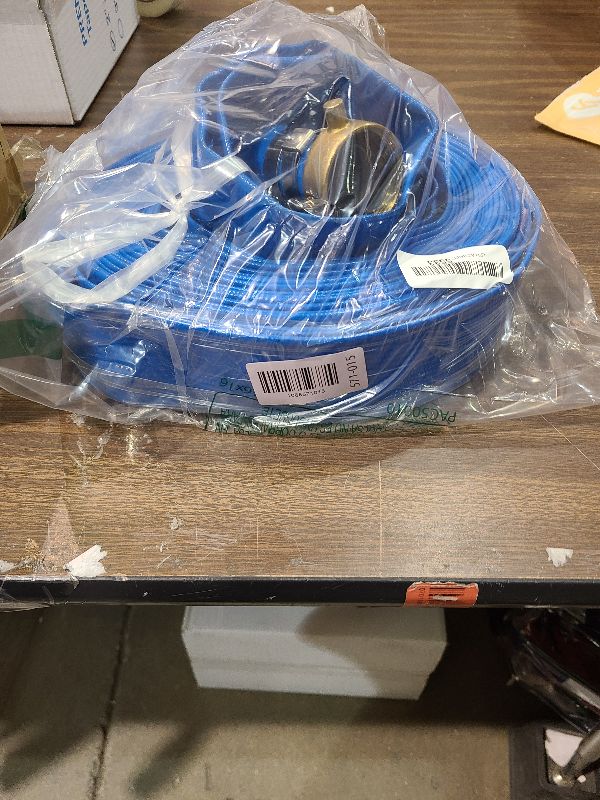 Photo 1 of 1-1/2" x 50? PVC Lay Flat Water Pump Discharge Hose With Aluminum Pin Lug Fittings, Heavy Duty Reinforced Pool Backwash Hose Assembly