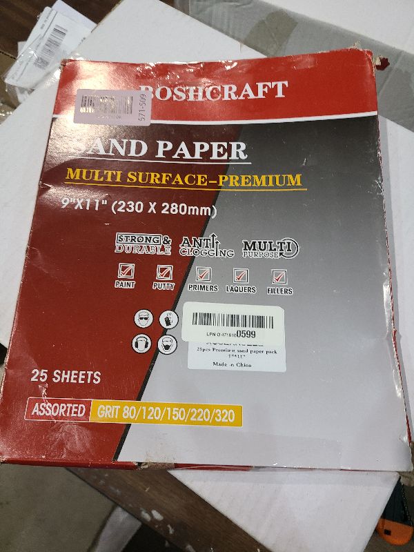 Photo 1 of 25 PCS Sandpaper, Sandpaper Assortment for Wood Metal Furniture Hand Sander Sand Paper 80/120/150/220/320 Grit Sandpaper Sheets Cut for Use 9" x 11"