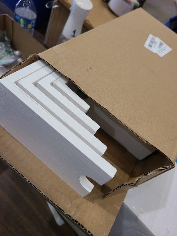 Photo 1 of 2 Set Large White Wooden Tiered Riser Display Stands for Vendor Events,Stackable Wooden Cupcake Stand,Farmhouse Decor Wood Dessert Table Display Set,Vendor Booth Display Items,Food Display Risers for Party?12-11.2-10.4-9.6IN?