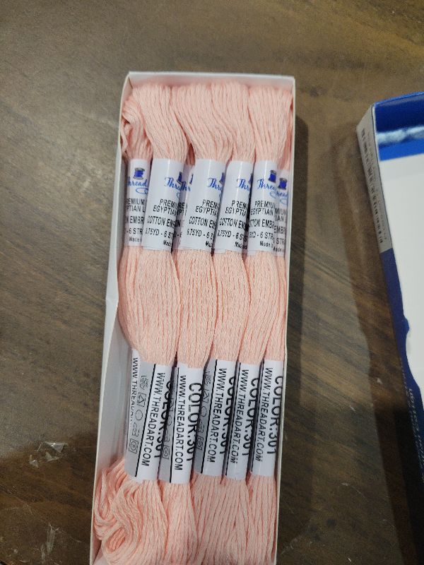 Photo 1 of 12 Skeins ThreadArt Premium Egyptian Long Fiber Cotton Embroidery Floss | Very Light Pink | 6 Strand Divisible Thread 8.75yds Each for Hand Embroidery, Friendship Bracelets, Cross Stitch and Crafts