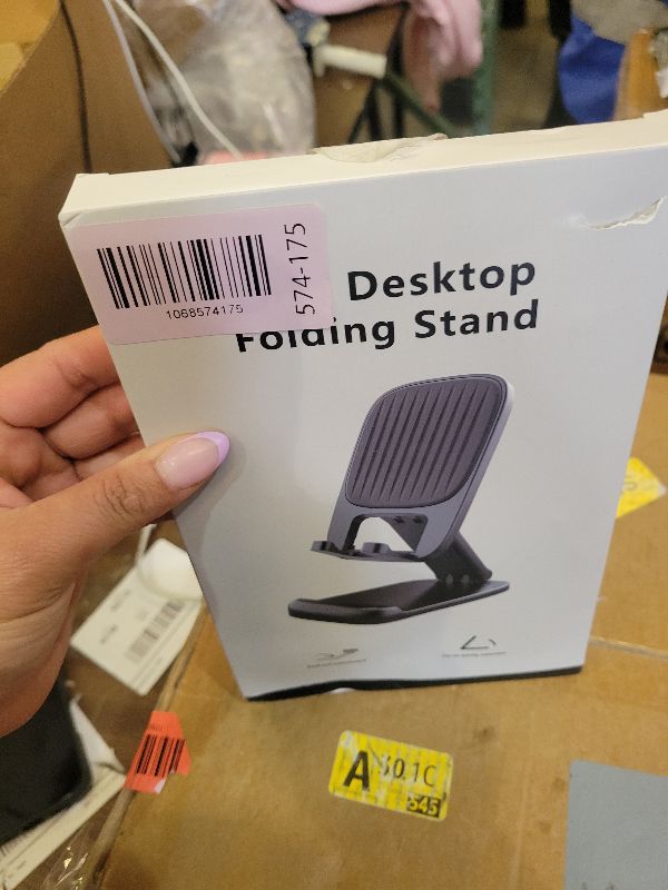 Photo 1 of 2 Pack Cell Phone Stand for Desk, iPad Stand [Height Adjustable & Upgraded Stable Base] Foldable & Non-Slip Silicone Pad Phone Holder, iPhone Stand for All Smartphones, iPad | Office Desk Accessories