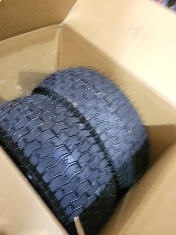 Photo 1 of 13x5.00-6 Tire and Wheel, Set of 2 Rubber Pneumatic Riding Lawn Mower Tires, Heavy Duty Lawn Mower Wheels with 3/4" Bushings and 6.6" Centered Hub, Tractor & Lawnmower Tires