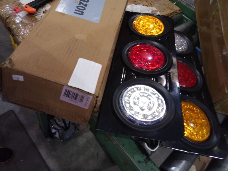 Photo 1 of 2 PCS LED Truck Trailer Tail Lights with Iron Bracket Base,12V-24V Round Led Trailer Tail Lights for Turn/Signal/Running Lamps Fits any Truck RV Camper Trailer
