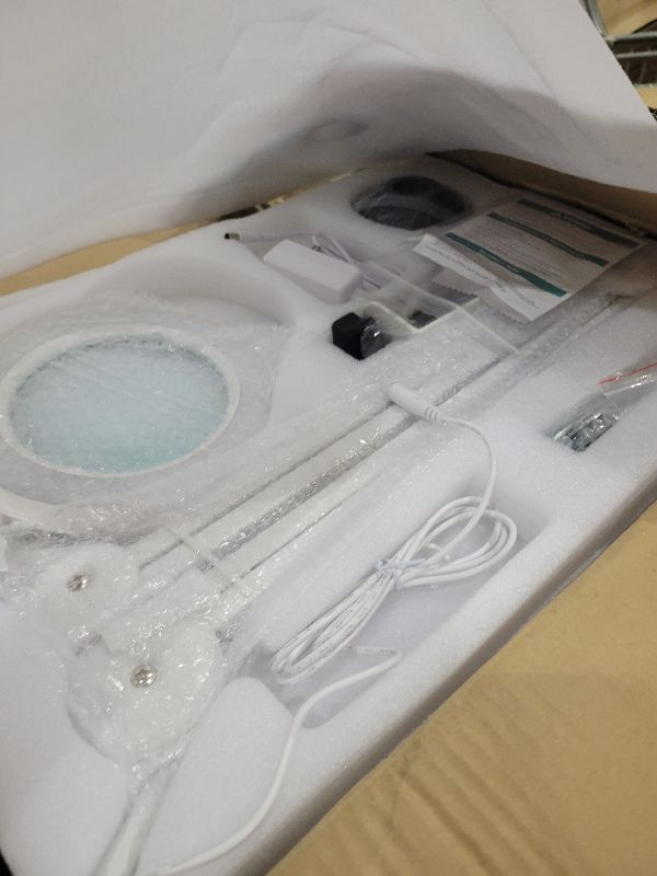 Photo 1 of 10X Magnifying Glass with Light and Stand, Real Glass Lens, 5 Color Modes, Stepless Dimmable, LED 2200 Lumens Floor lamp with 5 Wheels Rolling Base, Lighted Magnifier for Esthetician, Facials, Salon