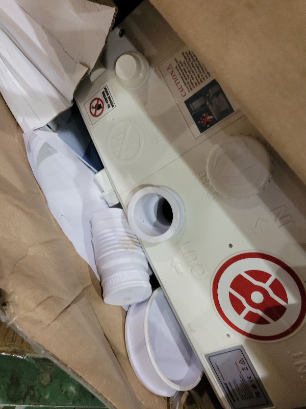 Photo 1 of 1500W Macerator Pump for Conventional Toilet with A Bottom Outlet Toilet Pump Upflush to 32.8FT 2800GPH Utility Sink Pump 4 Water Inlets 2 Outlets Macerating Toilet System for Toilet Shower Kitchen