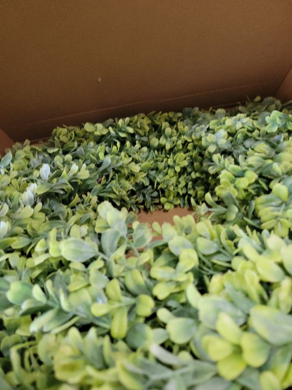 Photo 1 of 32'' Large Boxwood Wreath for Front Door, Porch, Window- Artificial Boxwood Leaves Greenery Outdoor Wreath for Home, Farmhouse Wall Decor- Spring, Summer, Fall, All Seasons (Green)