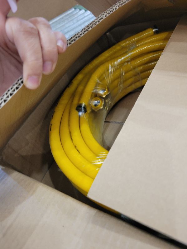Photo 1 of 1/2" CSST Gas Line for Natural Gas & Propane | Flexible Corrugated Stainless Steel Gas Tubing with PVC Cover, Brass Fittings Included | Gas Pipe for Grills, Heaters, Stoves, Generators (66ft)