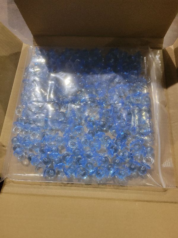 Photo 1 of 150 Mini Acrylic Pacifiers for Baby Shower Game, 0.86 Inch Bulk Chupones para Gender Reveal Party Favors Table Decoration (Blue)