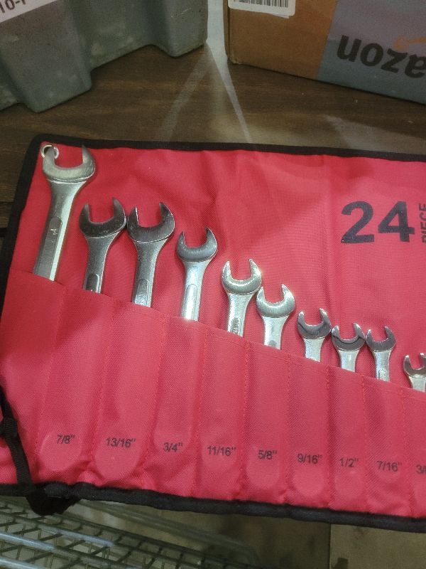 Photo 1 of 24-Piece All-Purpose Master Combination Wrench Set with Roll-up Pouch | SAE 1/4” to 1”, Metric 8mm to 24mm | Perfect for General Household, Garage, Auto Repairs, Car, Truck, Boat, and Travel Emergency