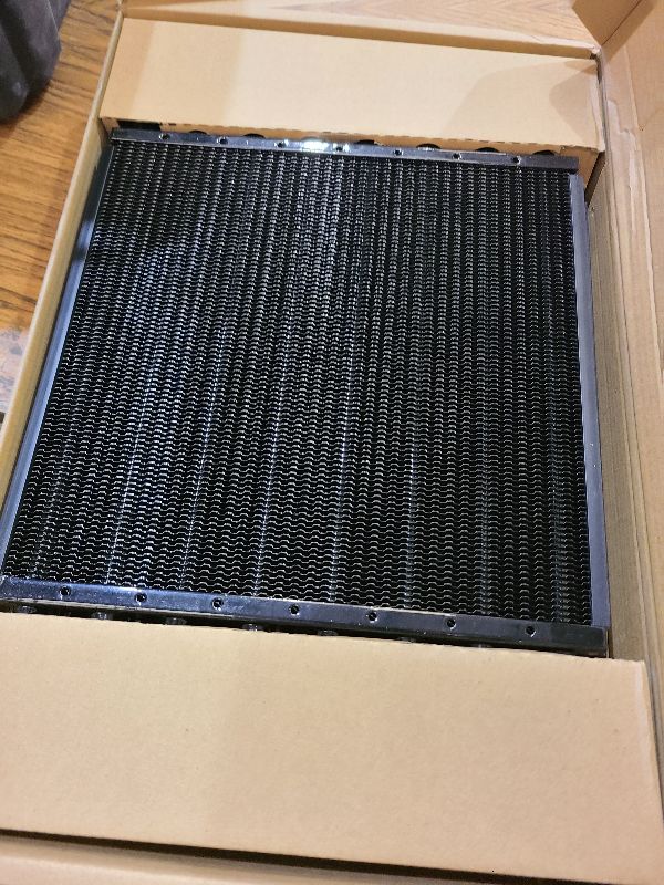 Photo 1 of 16 Pass 1/2" Transmission Cooler, 16 Rows 8AN Tube Fin Cooler Air Compressor Aftercooler- 1/2" Metal Tube 3/4-16 SAE Thread - Black Aluminum Condenser