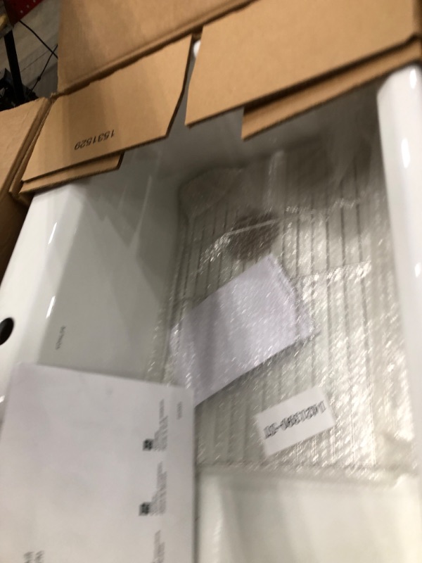 Photo 1 of (ceramic paint chipped// minor) Riverby 33" Drop In Single Basin Cast Iron Kitchen Sink with Two Basin Racks