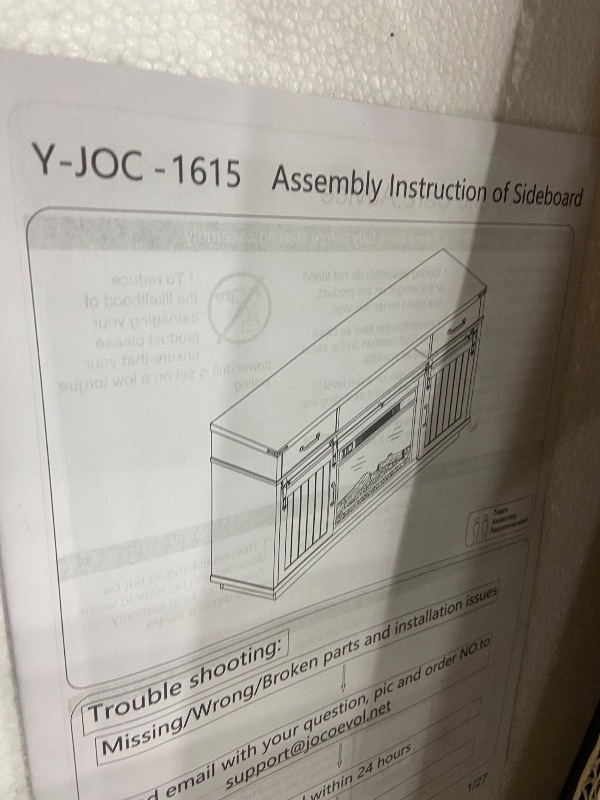 Photo 1 of **PARTIAL SET**
59'' Fireplace TV Stand with 3D Flame Electric Fireplace Heater, 34'' Tall Farmhouse TV Stand for 65 Inch TV, Entertainment Center TV Console with 2 Drawers, Sliding Barn Door for Living Room (Black)