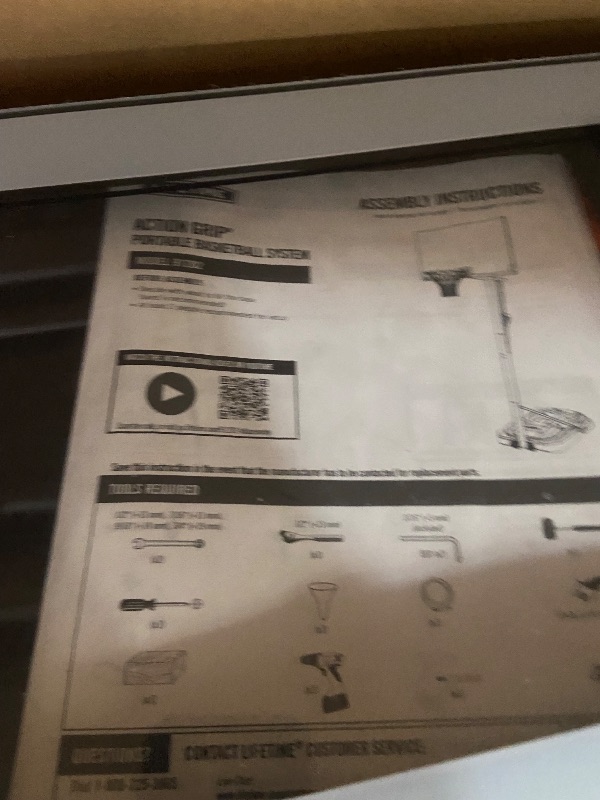 Photo 1 of (sold for parts)Lifetime 54-Inch Shatterproof Portable Basketball Hoop with Power Lift Adjustment & slam-It Pro Rim - Model 90600-Outdoor Play