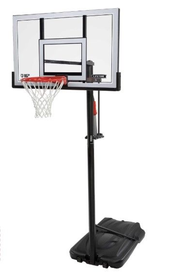 Photo 1 of (sold for parts)Lifetime 54-Inch Shatterproof Portable Basketball Hoop with Power Lift Adjustment & slam-It Pro Rim - Model 90600-Outdoor Play