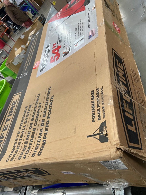 Photo 1 of (sold for parts)Lifetime 54-Inch Shatterproof Portable Basketball Hoop with Power Lift Adjustment & slam-It Pro Rim - Model 90600-Outdoor Play