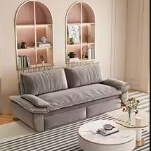 View 1 of ***BOX 1 ONLY***73.2" Convertible Queen Pull Out Sofa Bed, 3-in-1 Velvet Loveseat Sleeper in Grey