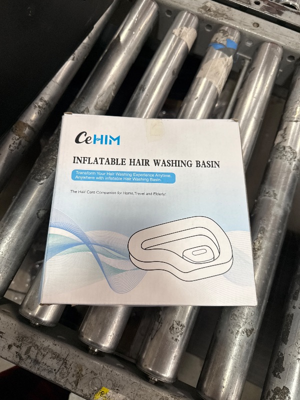 Photo 1 of ?Portable Inflatable Shampoo Basin for Bedridden & Elderly - Zero Pooling Design | Fast-Drain Slope & Neck Support | Portable Hair Wash Bowl, Drain Hose | Hospital PVC | Home Use (Silver, Large)