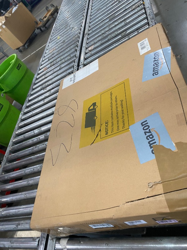 Photo 1 of **BOX 2 OF 2, MISSING BOX 1** DWVO 63 Inch Double Dog Crate Furniture for 2 Dogs, Heavy Duty Wooden Dog Crate TV Stand with Charging Station, Dog Kennel Indoor Furniture Double Sliding Barn Door Design Ideal for 2 Dogs, Oak