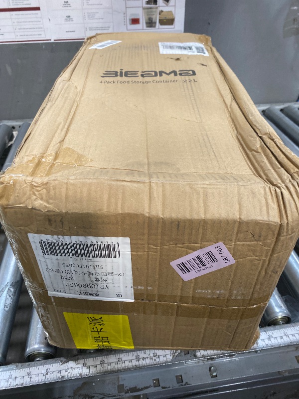 Photo 1 of BIEAMA 4 Pack Food Storage Containers, 22 Quart with Lids, Square Commercial Containers with Scale, NSF, Polycarbonate, Clear