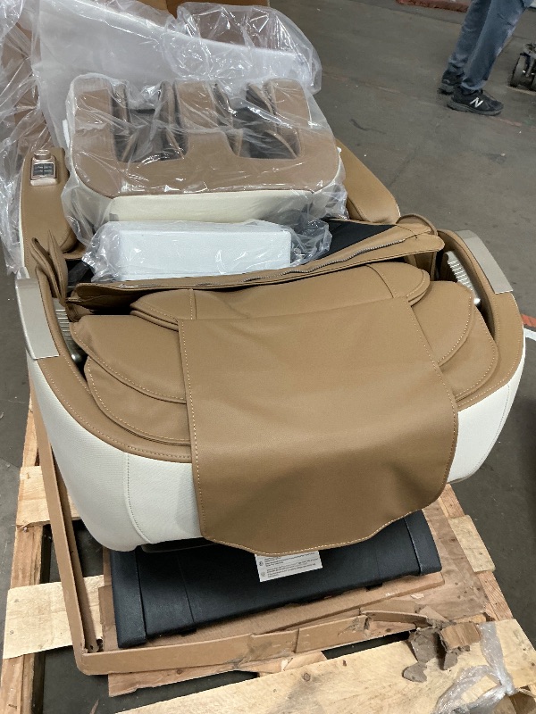 Photo 1 of *** TRUCK PICKUP ONLY *** Real Relax 2025 Massage Chair Full Body, 3D SL Track Shiatsu Massage Recliner, 21 Auto and Thai Stretch Modes, APP and LCD Control, Body Scan, Fit Home and Office, PS3300 Khaki and White