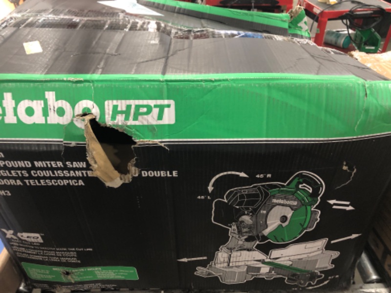 Photo 1 of Metabo HPT 12-Inch Dual Bevel Sliding Miter Saw, 4000 RPM No-Load Speed, 45° Left and Right Bevel Range, Precision Miter Angles, 9 Detent Stops, Xact Cut Shadow Line, C12RSH3