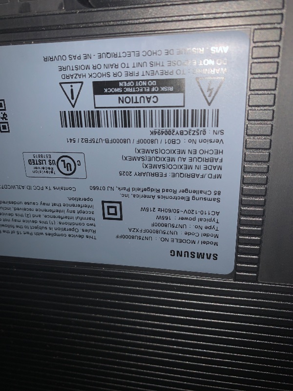 Photo 1 of *** PARTS ONLY *** Samsung 75-Inch Class Crystal UHD U8000F 4K Smart TV (2025 Model) Endless Free Content, Crystal Processor 4K, MetalStream Design, Knox Security, Alexa Built-in