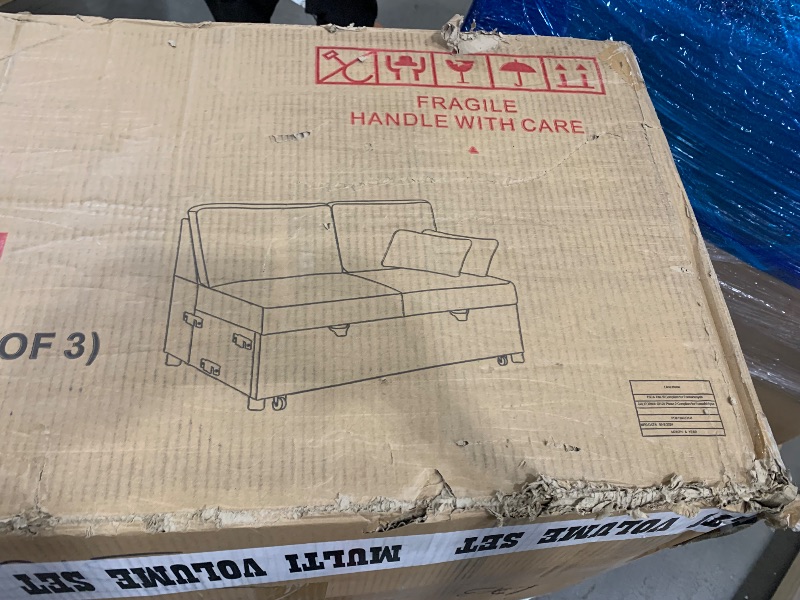 Photo 1 of ** BOX #1 ONLY Missing box # 2 and # 3 *** ERYE L-Shaped Pull Out Sleeper Couch Bed, Modern Chenille Upholstered Button Tufted Corner Couch Reversible Sectional Sleeper Sofa Bed W/Storage Chaise, Cup Holders