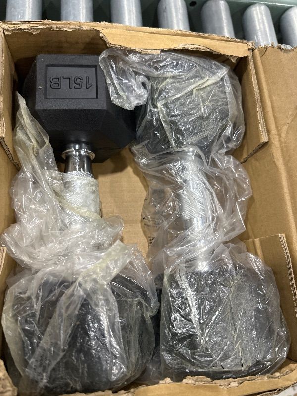 Photo 1 of *** PARTIAL SET - SEE NOTES *** Fitvids Hex Dumbbells Rubber Coated Hand Weights Set for Exercises and Fitness â€“ Strength Building & Full Body Workout 5-15LB Pair - Black