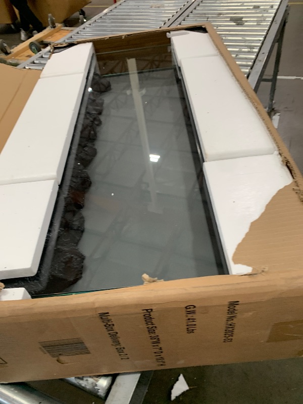 Photo 1 of *** PARTS ONLY *** ROCKPOINT 3 Sided Glass 80" Fireplace TV Stand for TVs up to 90inch,Entertainment Center with Drawers and Glass Door Storage Cabinet,36" Electric Fireplace with LED Light and Flame Colors, White