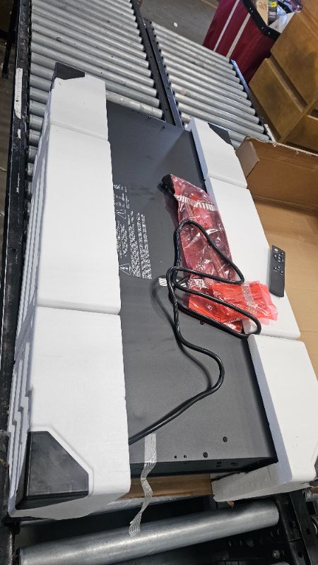 Photo 1 of *** PARTS ONLY *** ROCKPOINT 3 Sided Glass 80" Fireplace TV Stand for TVs up to 90inch,Entertainment Center with Drawers and Glass Door Storage Cabinet,36" Electric Fireplace with LED Light and Flame Colors, White