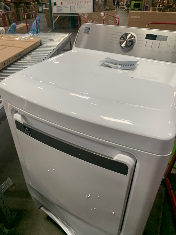 Photo 1 of ***********MAJOR DAMAGE, FOR SPARE PARTS ONLY****************
Kenmore 7.0 cu. ft. Front Load Electric Dryer - with Guard to Reduce Wrinkles & Static - Smart Sensor Drying - LED - White