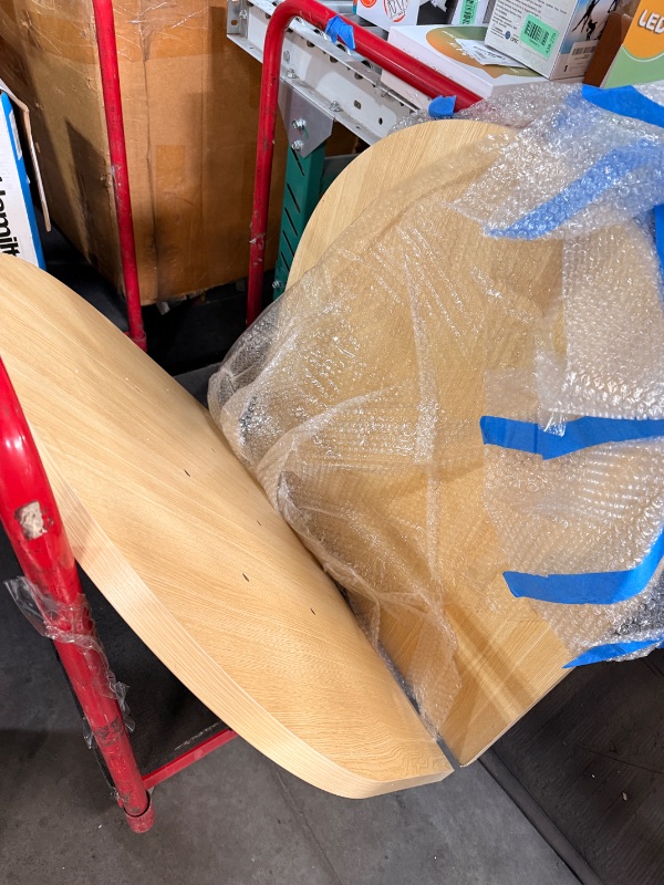 Photo 1 of ******MISSING TABLE LEGS******Ball & Cast 59.06"-90.55" Extendable Dining Table for 4-6,Modern Kitchen Oval Dinner Table with Removable Leaves Space Saving,Dining Room Table with Wood Strip Base for Kitchen Living Room,Oak